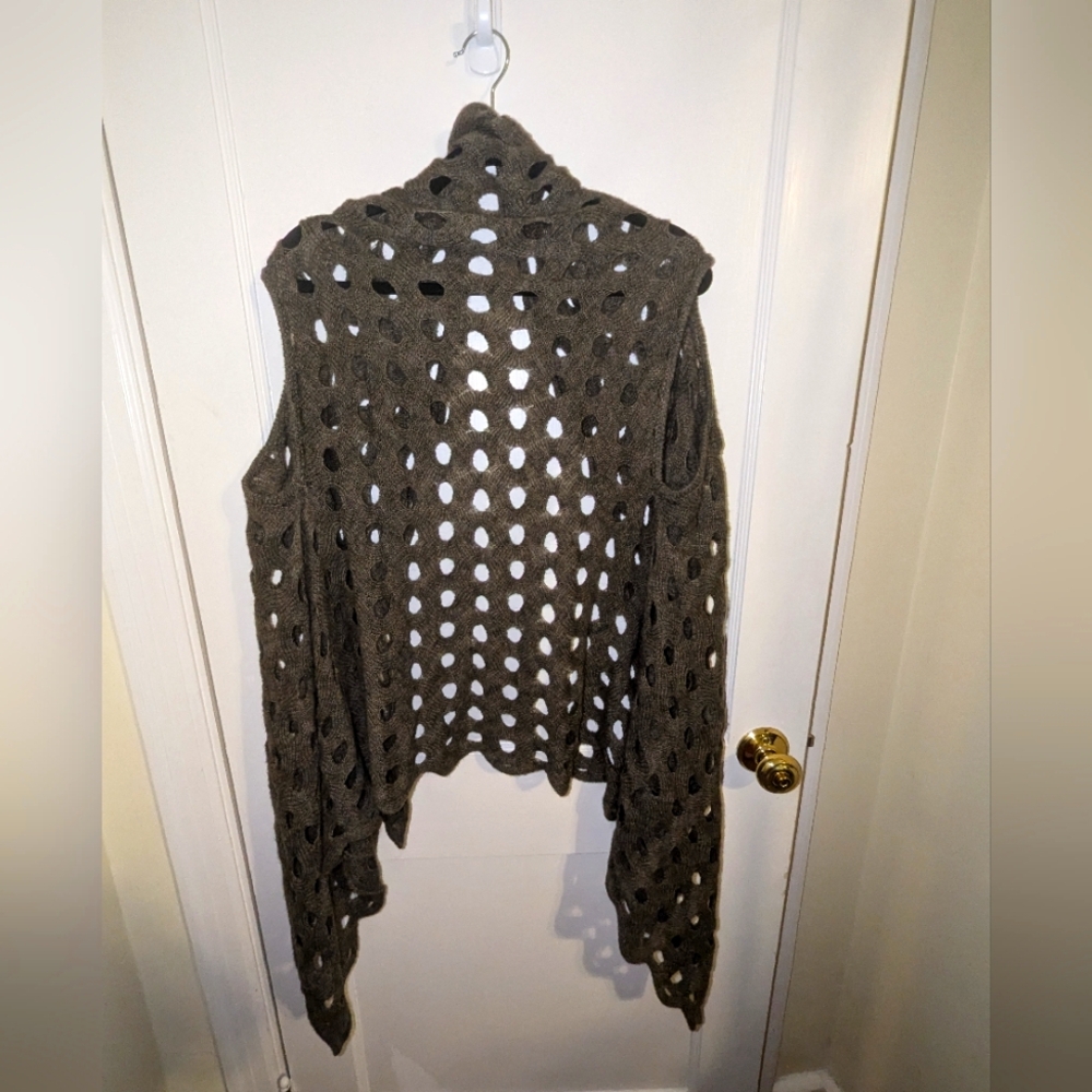 Green/brown Woodland  fairycore scalloped edge open vest